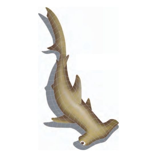 Master Tile Hammerhead Shark 62-Inch X 31-Inch W/ Shadow Tile Artistry In Mosaics - SHSBROOL