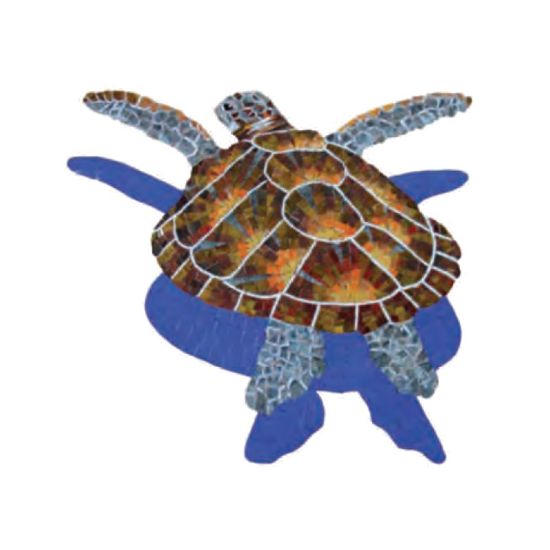 Master Tile Lggrhead Turtle 28-Inch X 29-Inch Glass W/ Shadow Tile Artistry In Mosaics - G-LTSHS