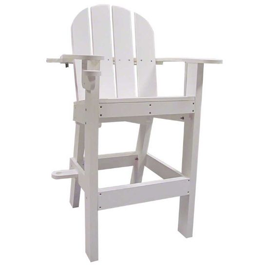 Aquatic Technology Lifeguard Chair W/ Cup Umbrella Holders White 30INL X 29INW X 52INH 300 Lb Capacity - LG500