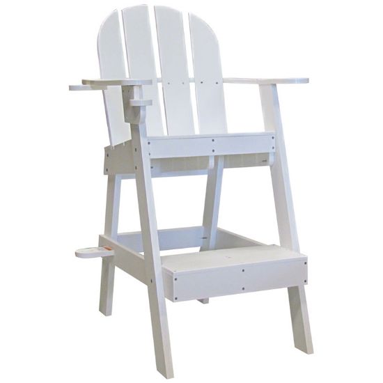 Aquatic Technology Lifeguard Chair W/ Cup Umbrella Holders White 33INL X 29INW X 51INH 300 Lb Capacity - LG505