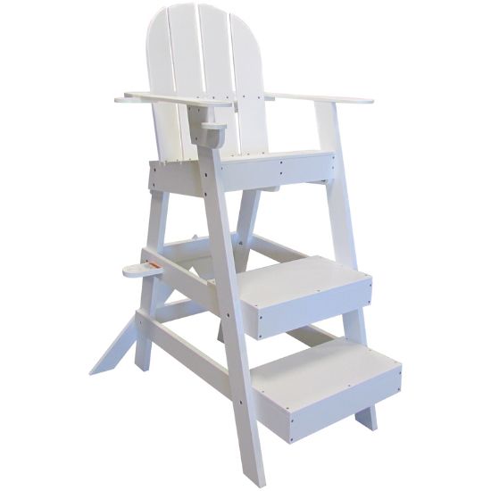 Aquatic Technology Lifeguard Chair W/ Cup Umbrella Holders White 41INL X 30INW X 61INH 300 Lb Capacity - LG510