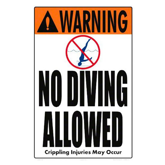 Aquatic Technology No Diving Allowed Sign 12-Inch X 18-Inch Heavy Duty Aluminum - 6604WA1218E