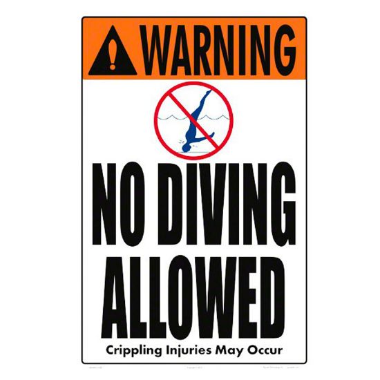 Aquatic Technology No Diving Allowed Sign 12-Inch X 18-Inch Heavy Duty Plastic - 6604WS1218E