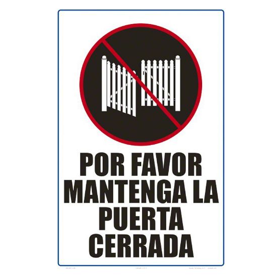 Aquatic Technology Keep Gate Closed 12X8 Plastic Spanish - 6901WS1218S