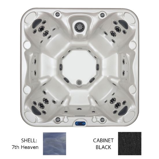Sunrise Spas Lake Champlain 7TH Heaven Shell Spa Black Cabinet W/ Ozone / Exterior Safety And Corner - 204-LX-TQ-2