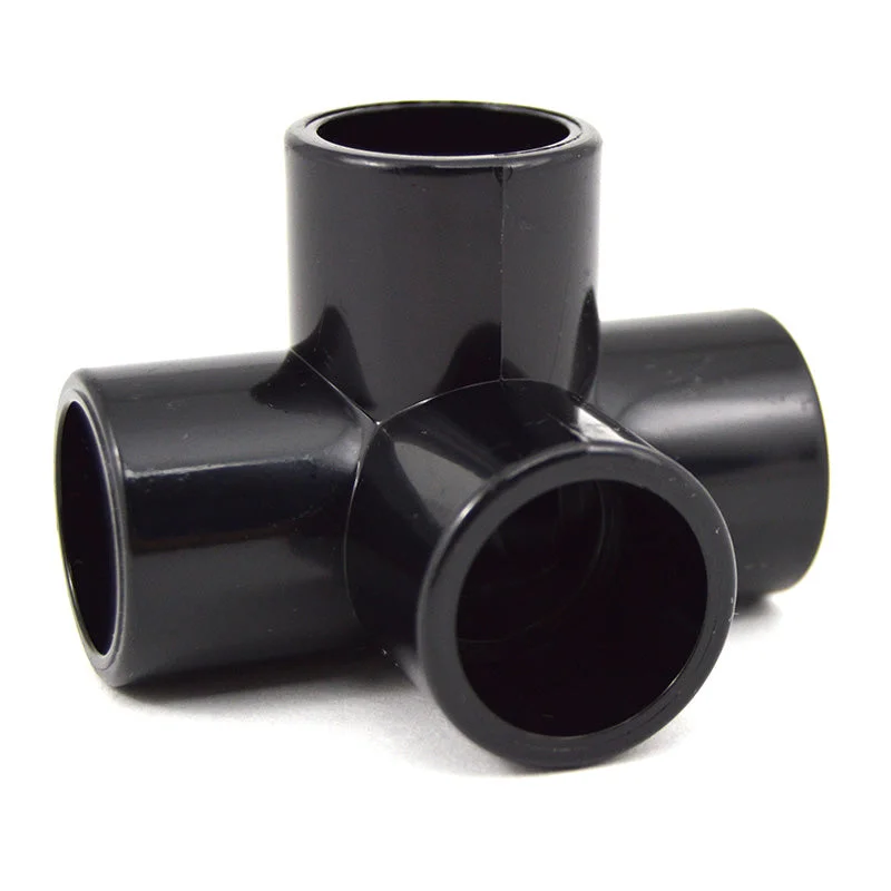 1/2" 4-Way PVC Furniture Fitting - Black