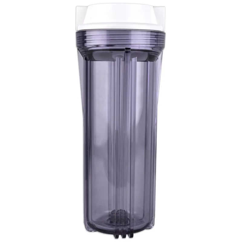 10" Neo-Pure SlimLine Filter Housing Clear Sump/Flat White Cap 1/2" No Pressure Relief