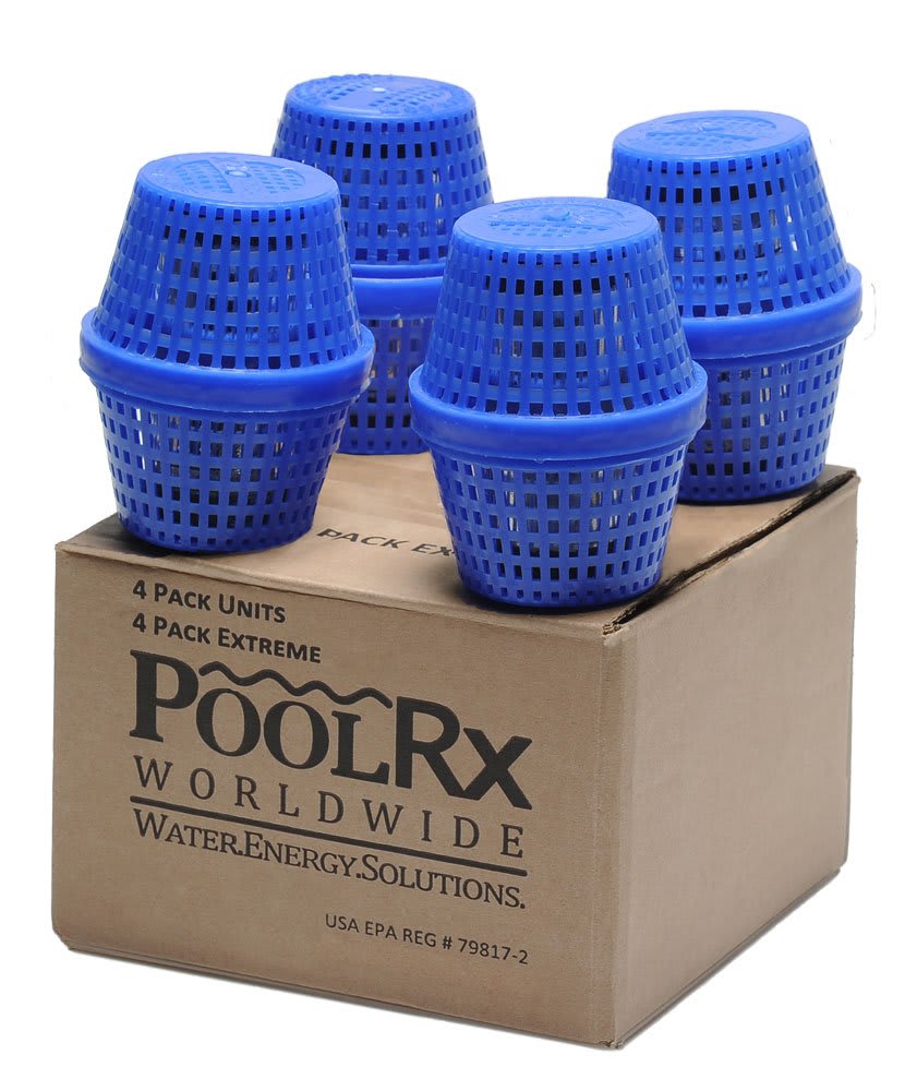 PoolRx 4-Pack Mineral Purifier Blue Unit, 7,500 - 20,000 Gallon Pools