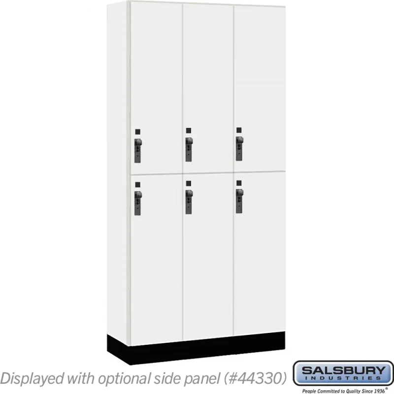 12" Wide Premier Wood Locker - Double Tier-3 Wide - 6 Feet High - 15" Deep by Salsbury Arctic White