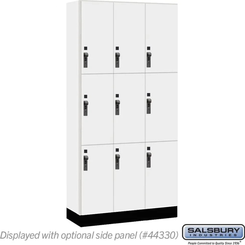 12" Wide Premier Wood Locker - Triple Tier-3 Wide - 6 Feet High - 15" Deep by Salsbury Arctic White