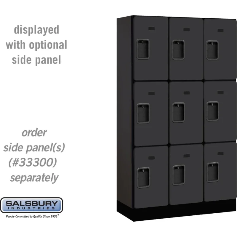 12" Wide Triple Tier Designer Wood Locker - 3 Wide - 5 Feet High - 15" Deep by Salsbury Black
