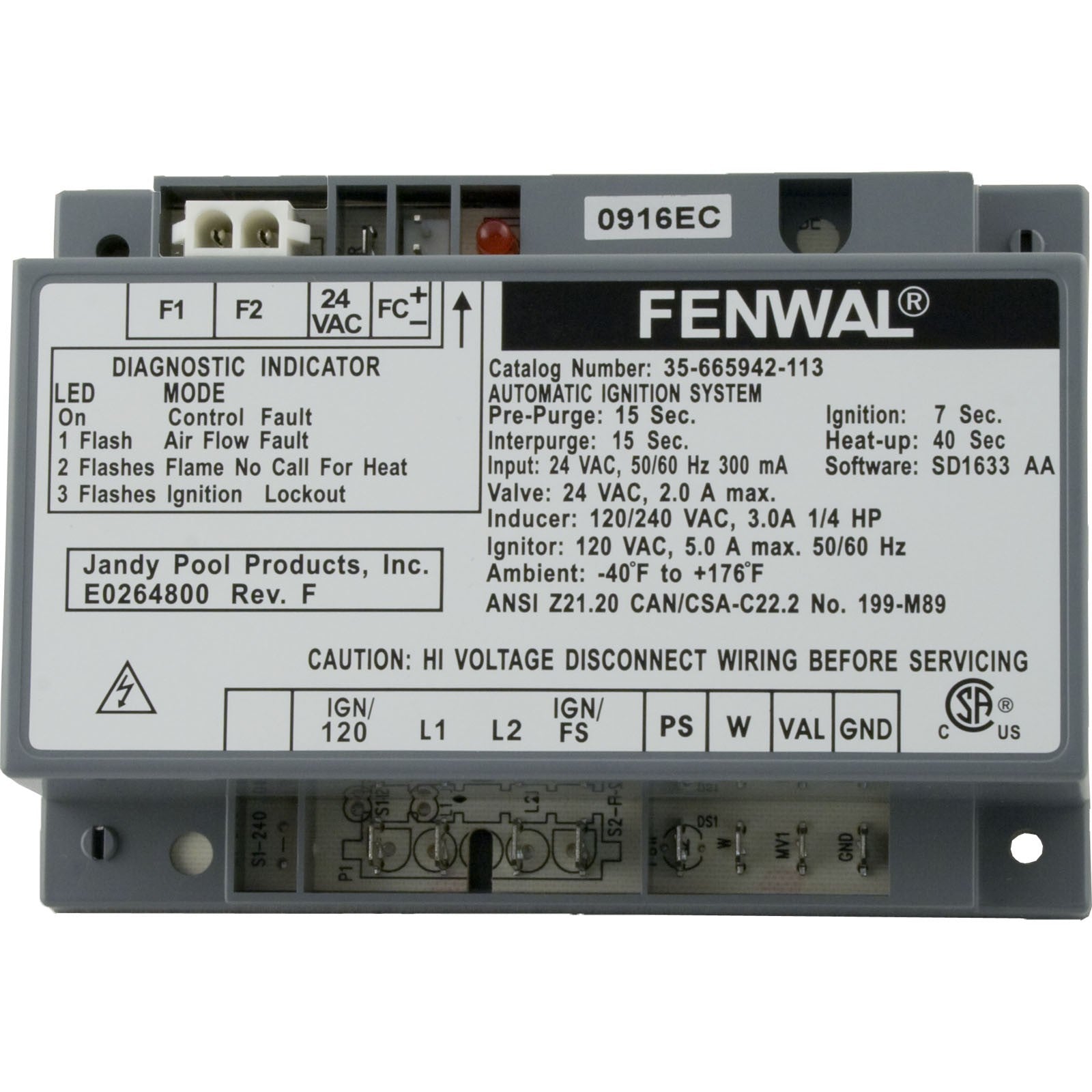 Ignition Control, Zodiac Jandy LXi : R0456900