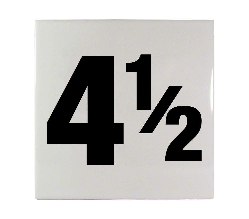 4 1/2 Ceramic Smooth Tile Depth Marker 6 Inch x 6 Inch with 4 Inch Lettering