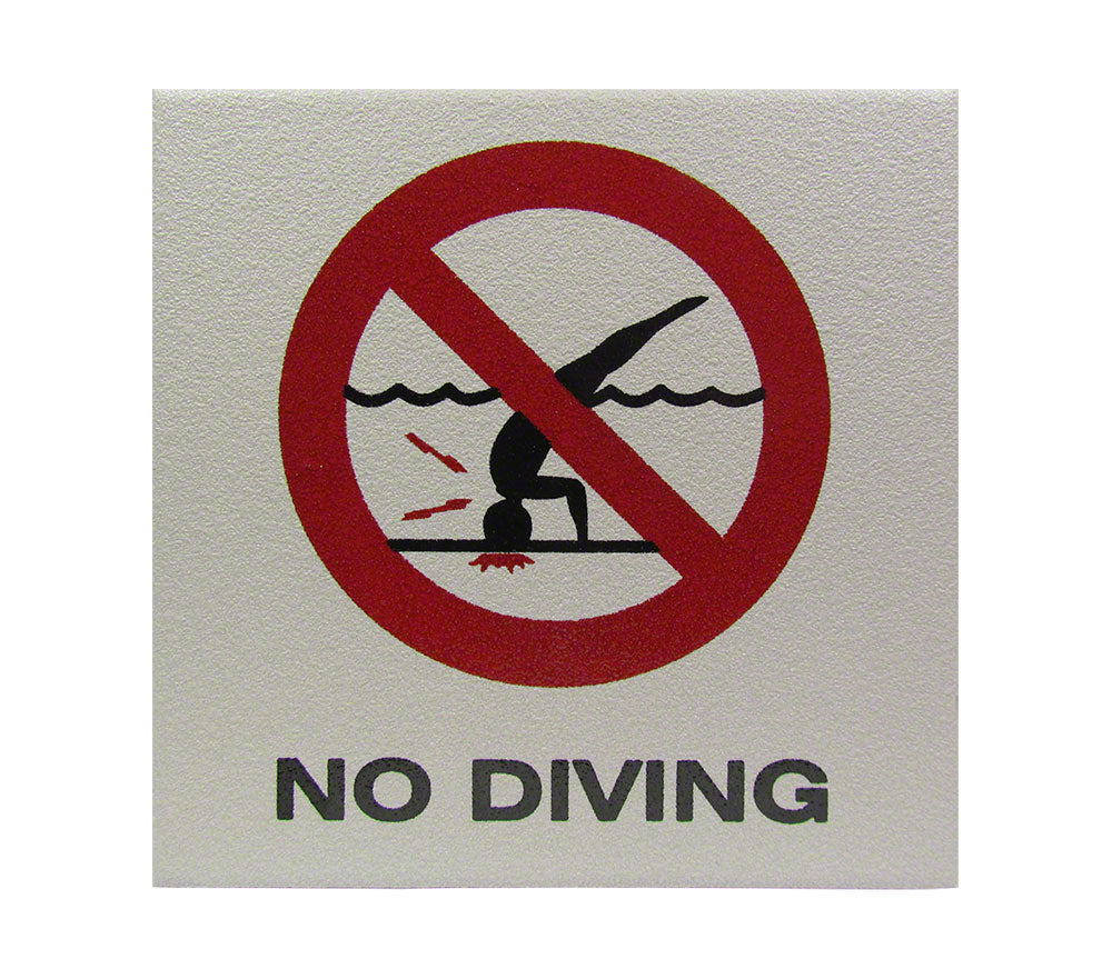 NO DIVING With Symbol Ceramic Skid Resistant Tile Depth Marker 8 Inch x 8 Inch