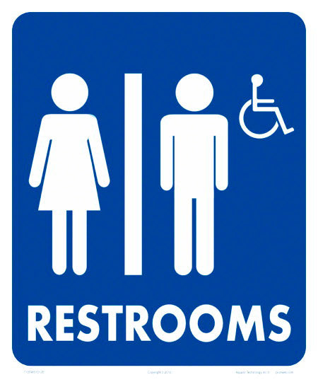 Restrooms/Wheelchair - 10 x 12 Inch on Vinyl Stick-on