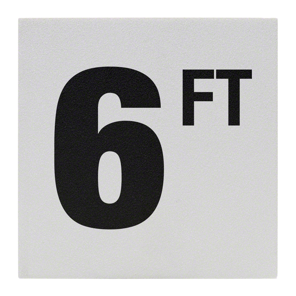 6 FT Ceramic Skid Resistant Tile Depth Marker 8 Inch x 8 Inch with 6 Inch Lettering