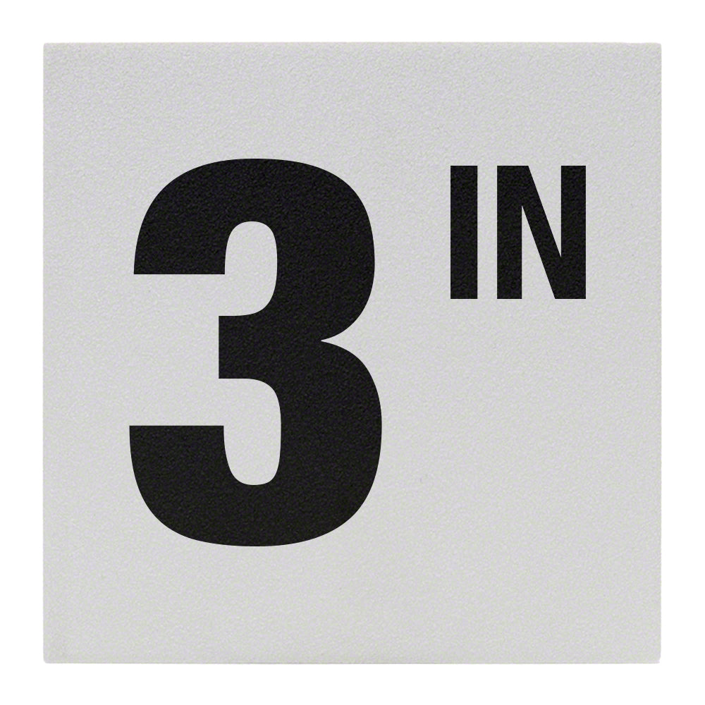 3 IN Ceramic Skid Resistant Tile Depth Marker 8 Inch x 8 Inch with 6 Inch Lettering