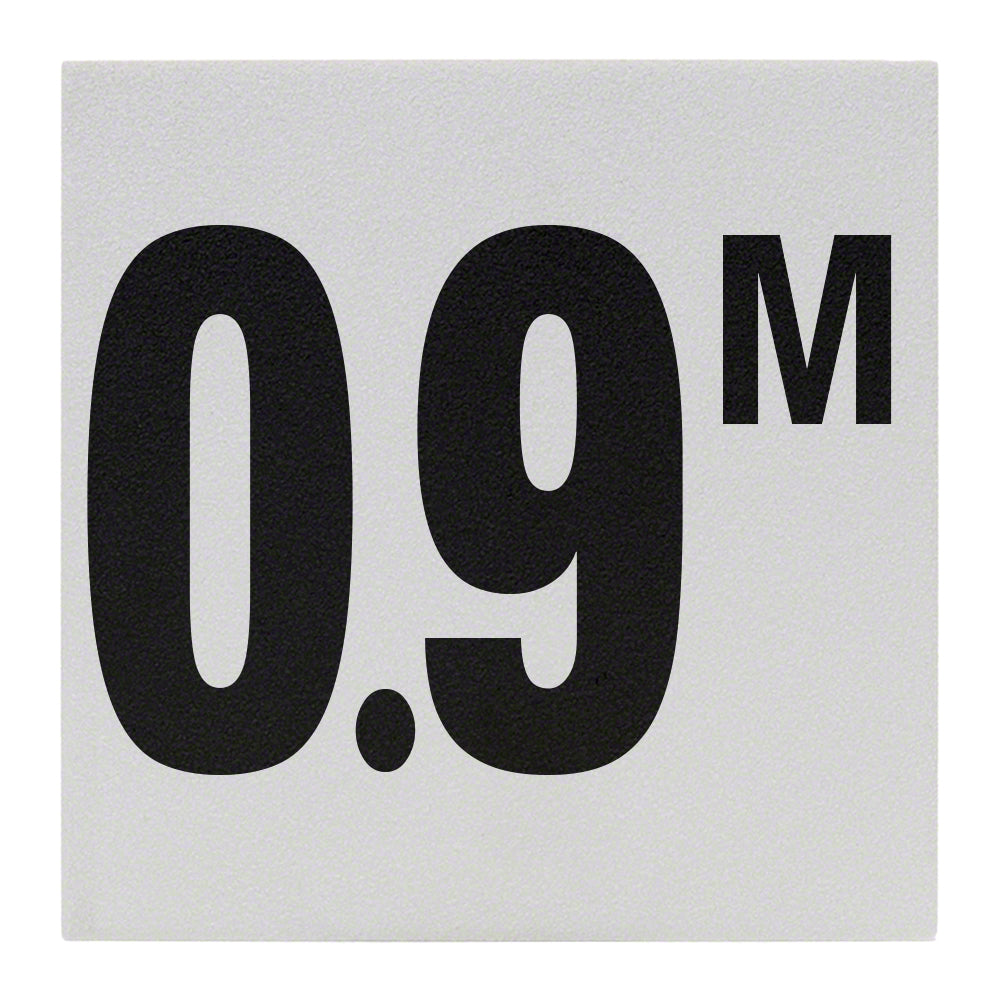0.9 M Ceramic Skid Resistant Tile Depth Marker 8 Inch x 8 Inch with 6 Inch Lettering