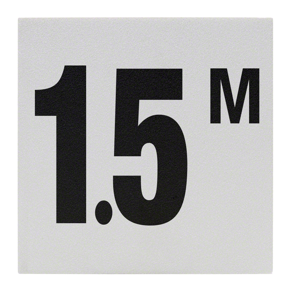 1.5 M Ceramic Skid Resistant Tile Depth Marker 8 Inch x 8 Inch with 6 Inch Lettering