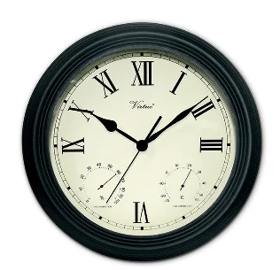 18″ Clock Thermometer Hygrometer Black 52558