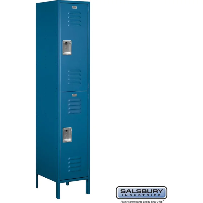 18" Wide Double Tier Standard Metal Locker - 1 Wide - 6 Feet High - 18" Deep by Salsbury Blue