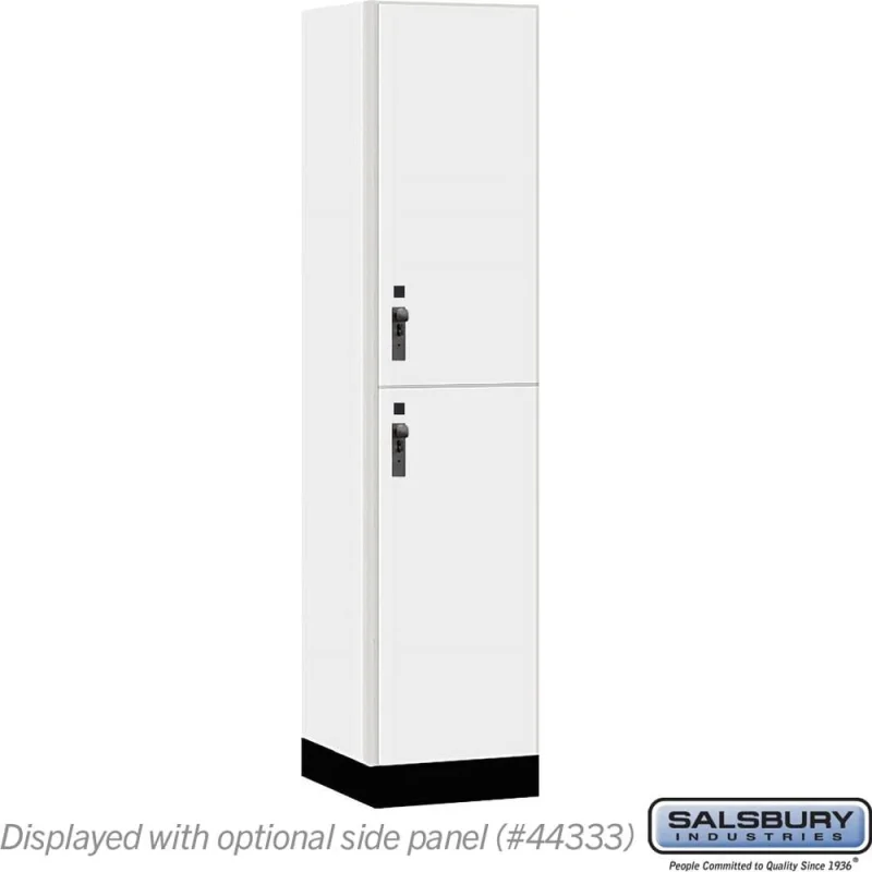 18" Wide Premier Wood Locker - Double Tier-1 Wide - 6 Feet High - 18" Deep by Salsbury Arctic White