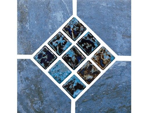 Npt Gneiss Series 6" x 6" Porcelain Pool Tile, Lapis Blue Deco, Each
