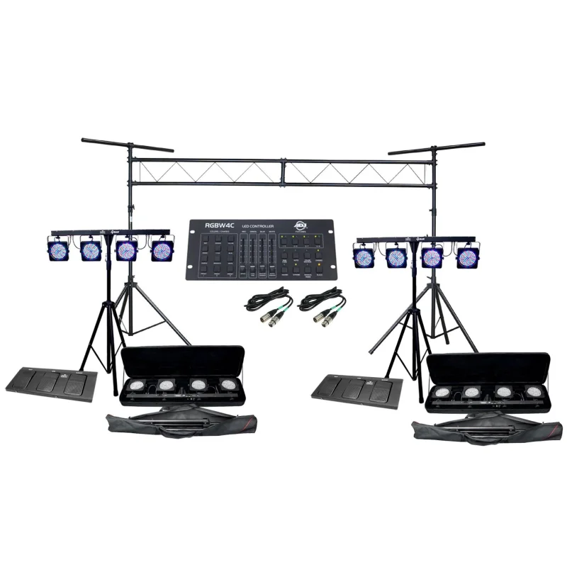 (2) CHAUVET 4BAR DMX LED Stage Wash Light Kits + Truss System + ADJ Controller