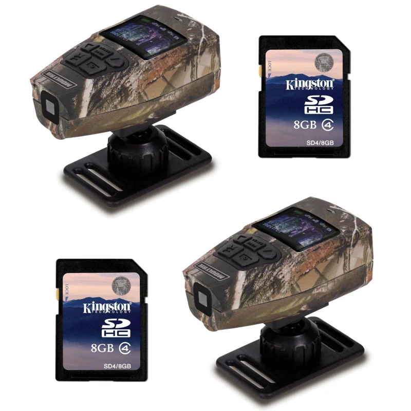 (2) MOULTRIE Reaction Cam 5MP HD Game Trail Hunting Video Cameras + (2) SD Cards