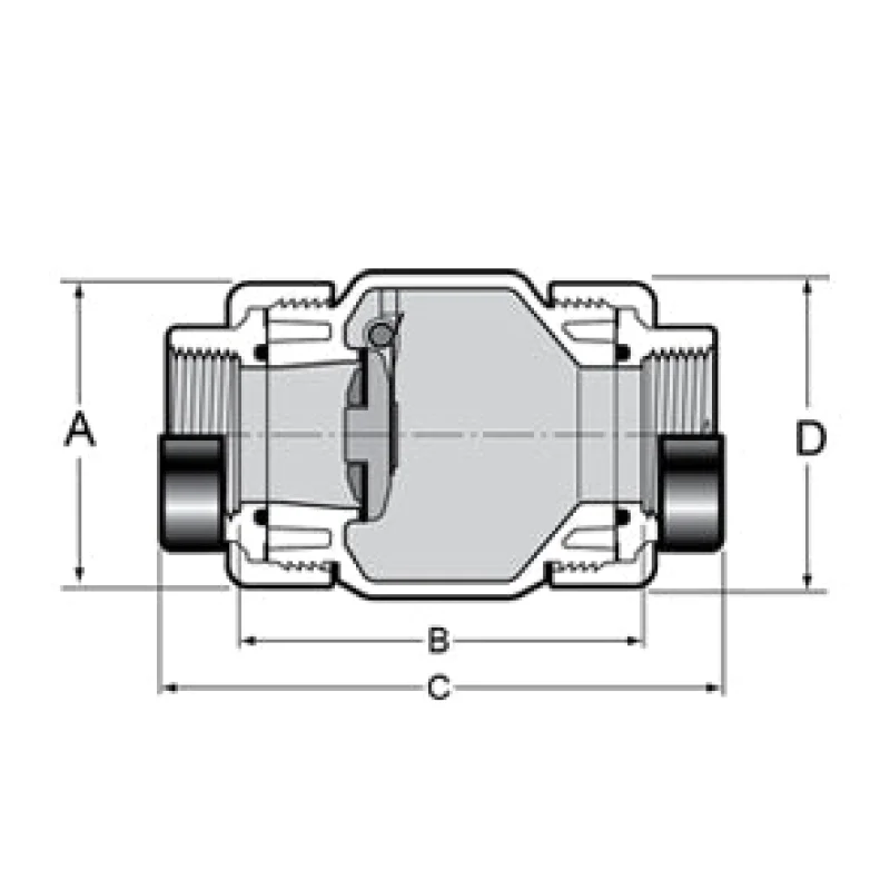 2" PVC Clear True Union Utility Spring Check Valve - SR Thread (S1780C-20FSR)