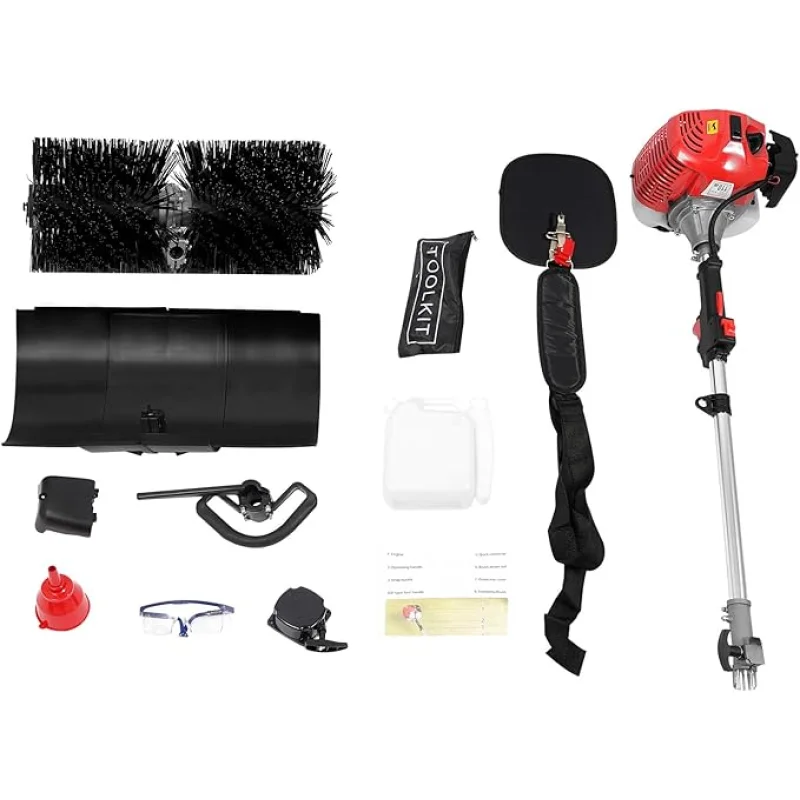 2-Stroke 52CC Gasoline-Powered Handheld Sweeper, 1700W 2.3HP Artificial Turf Cleaning Tool, Driveway Lawn Artificial Grass Snow Sweeper