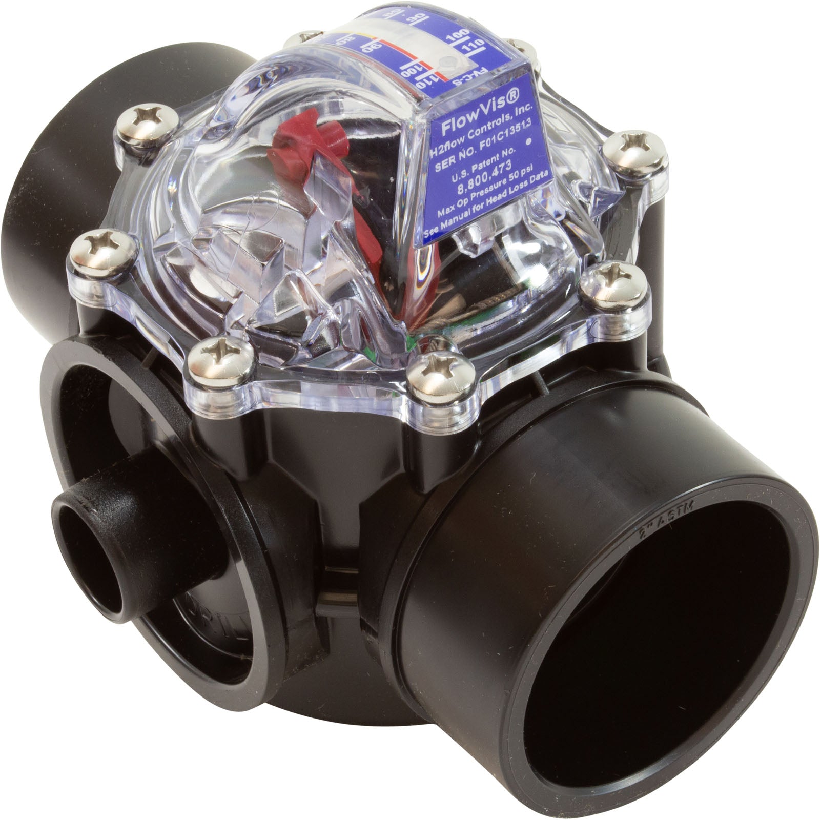 Flow Meter/Check Valve,FlowVis,2”-2-1/2”spg W/ Safety Flappr