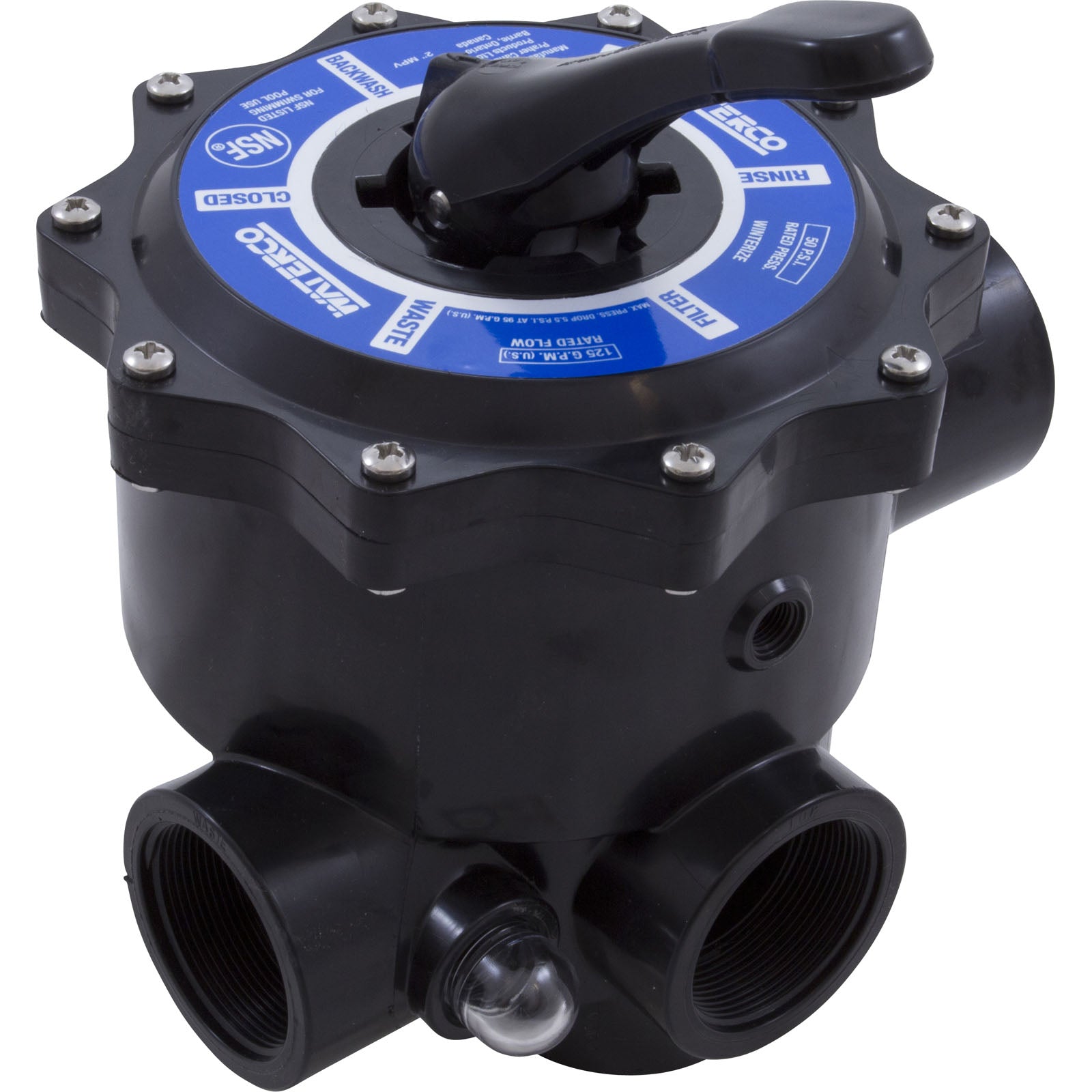 Multiport Valve, Baker Hydro/Waterco HRV Series, 2", 6 Pos