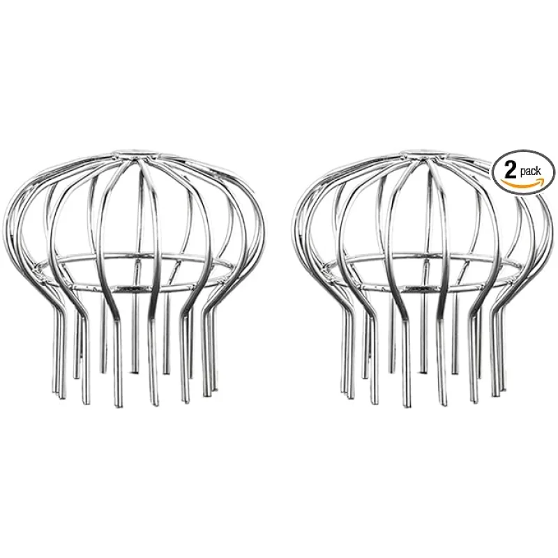 2Pcs 304 Stainless Steel Drain Outdoor Roof Anti-Blocking Line Cap Drain Cover Gutter Protector Cleaner Gutter Cleaning Tools (4.92 * 5.39in)