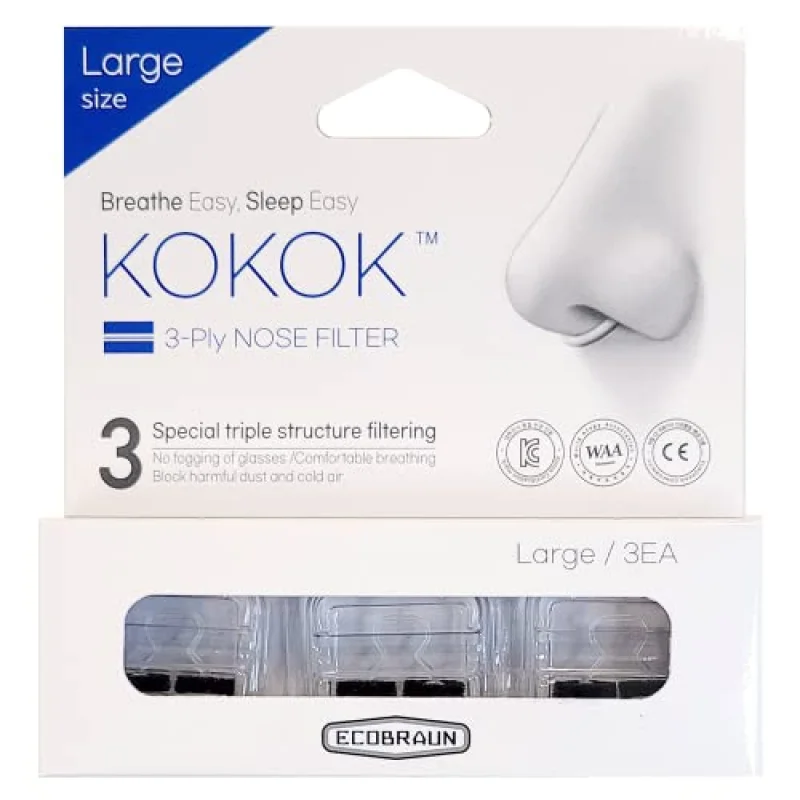 3-Ply Nose Filter Reusable Breathable Nasal Plugs Air Filteration for Dust, Pollution, Block Cold Air - Pack of 3 (Large)