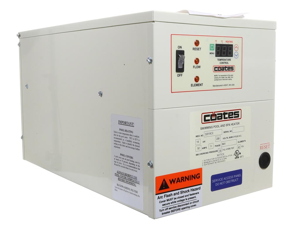 CE Series Electric Pool Heater 18kW - 208 Volts Three-Phase - 50 Amps