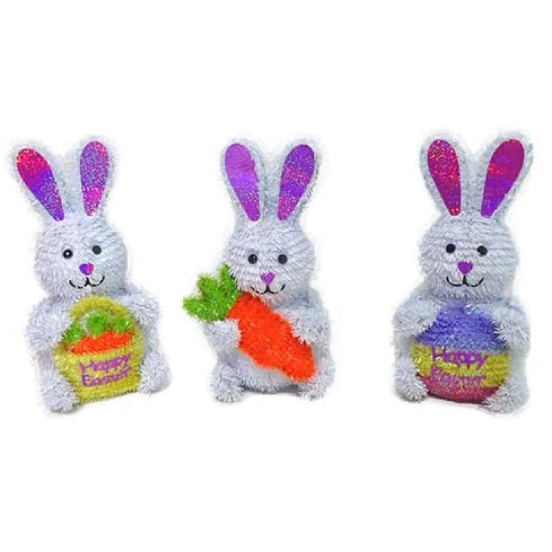 3D Easter Bunny Shimmer Tinsel Tabletop Decoration