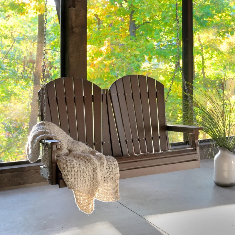 4' Adirondack Swing from LuxCraft Black colored Earthtone Porch Swing