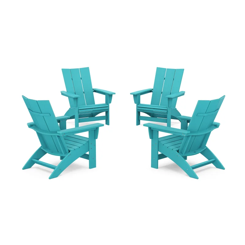 4-Piece Modern Grand Adirondack Chair Conversation Set Aruba