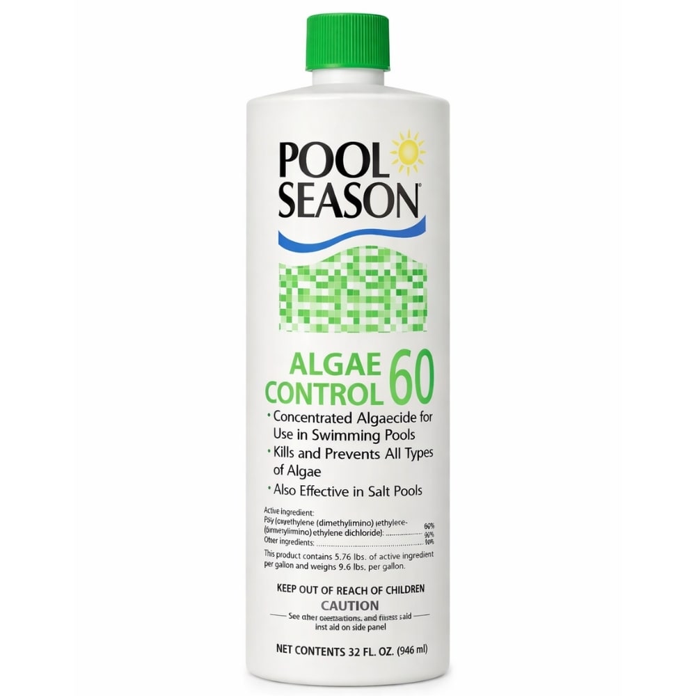 Pool Season Polyquat 60 Concentrate Algaecide for Inground Pool and Above Ground Pools, Professional Grade Treatment for All Algae Types, 32 oz