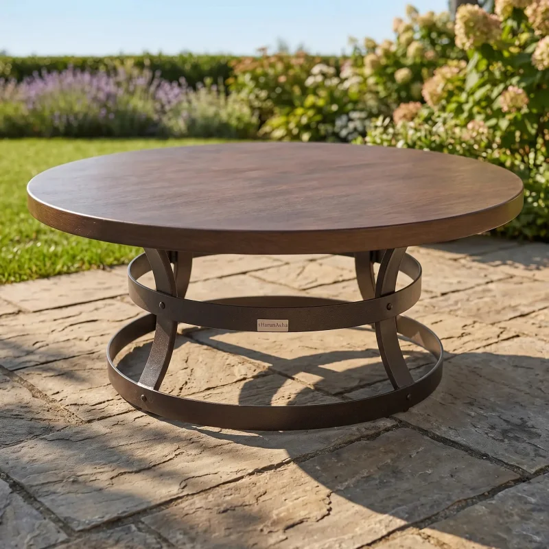 42" Round Erie Etch Reclaimed Barnwood Coffee Table