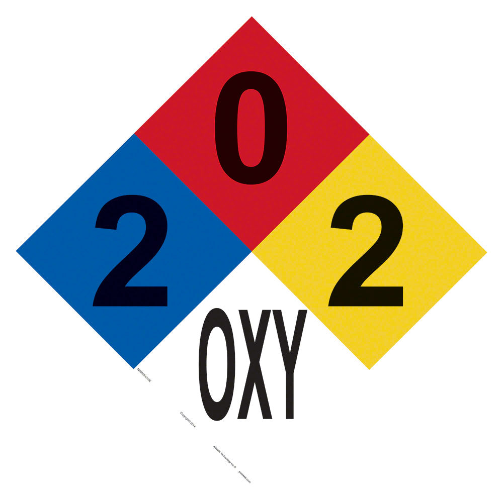 Gaseous Oxidizer (TriChlor) Fire Diamond Sign - 12 x 12 Inches on Heavy-Duty Aluminum