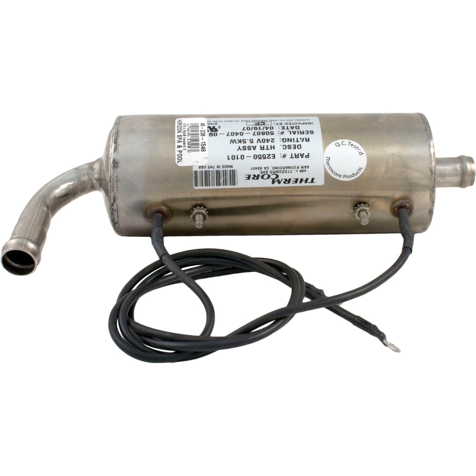 Heater,LowFlow,Caldera Repl,230v,5.5kW,90deg Toward Elec,Gen
