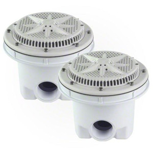 Pentair White 8" StarGuard Main Drain ABS Sump 2" Side x 1.5" Bottom Ports, Pack of 2, 500110