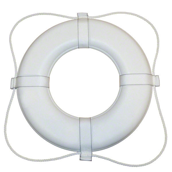 USCG Vinyl Coated Foam 30 Inch Life Ring With Grab Lines - White