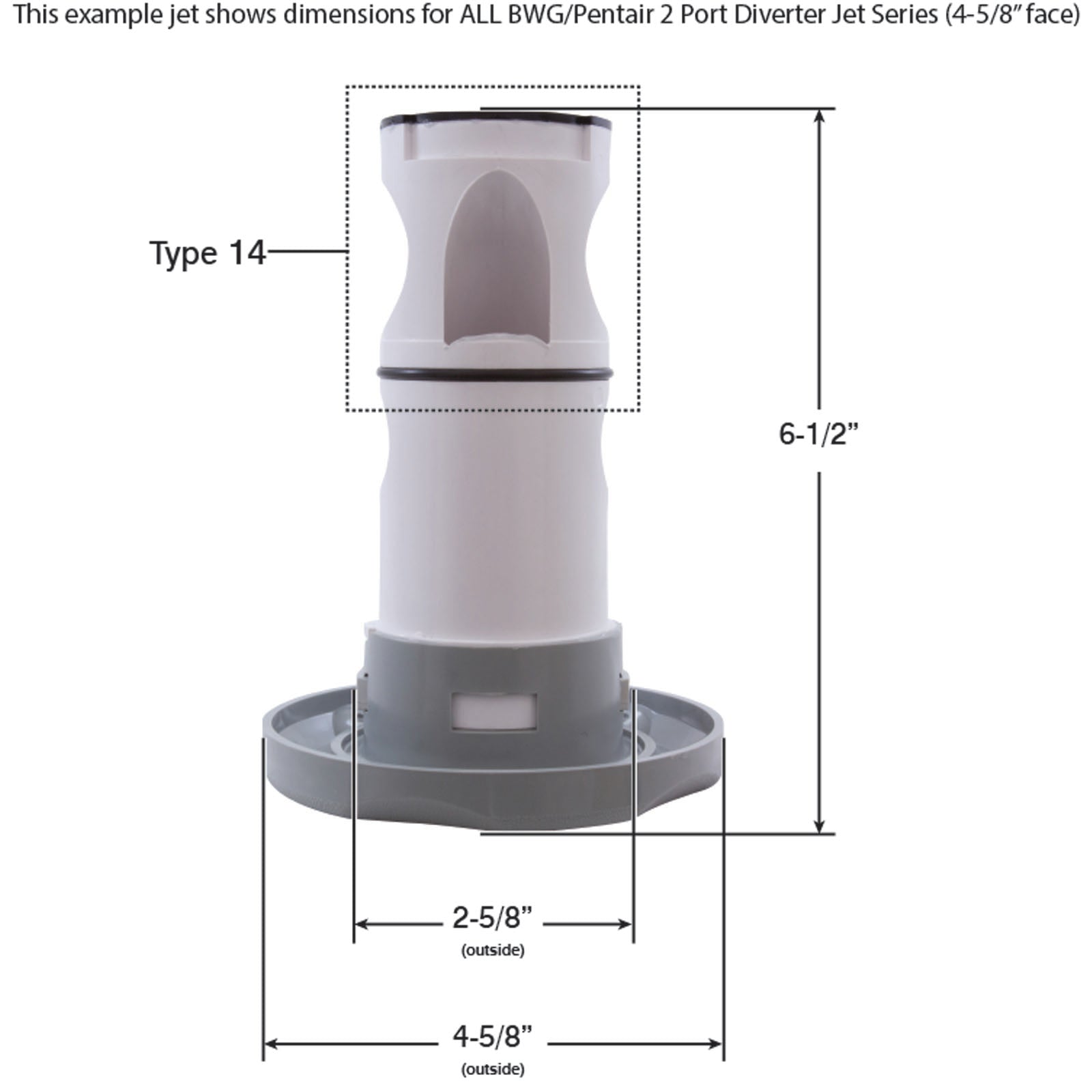 Jet Intl, BWG 2 Port, 4-5/8"fd, Dlx Scal, Dir, Gry
