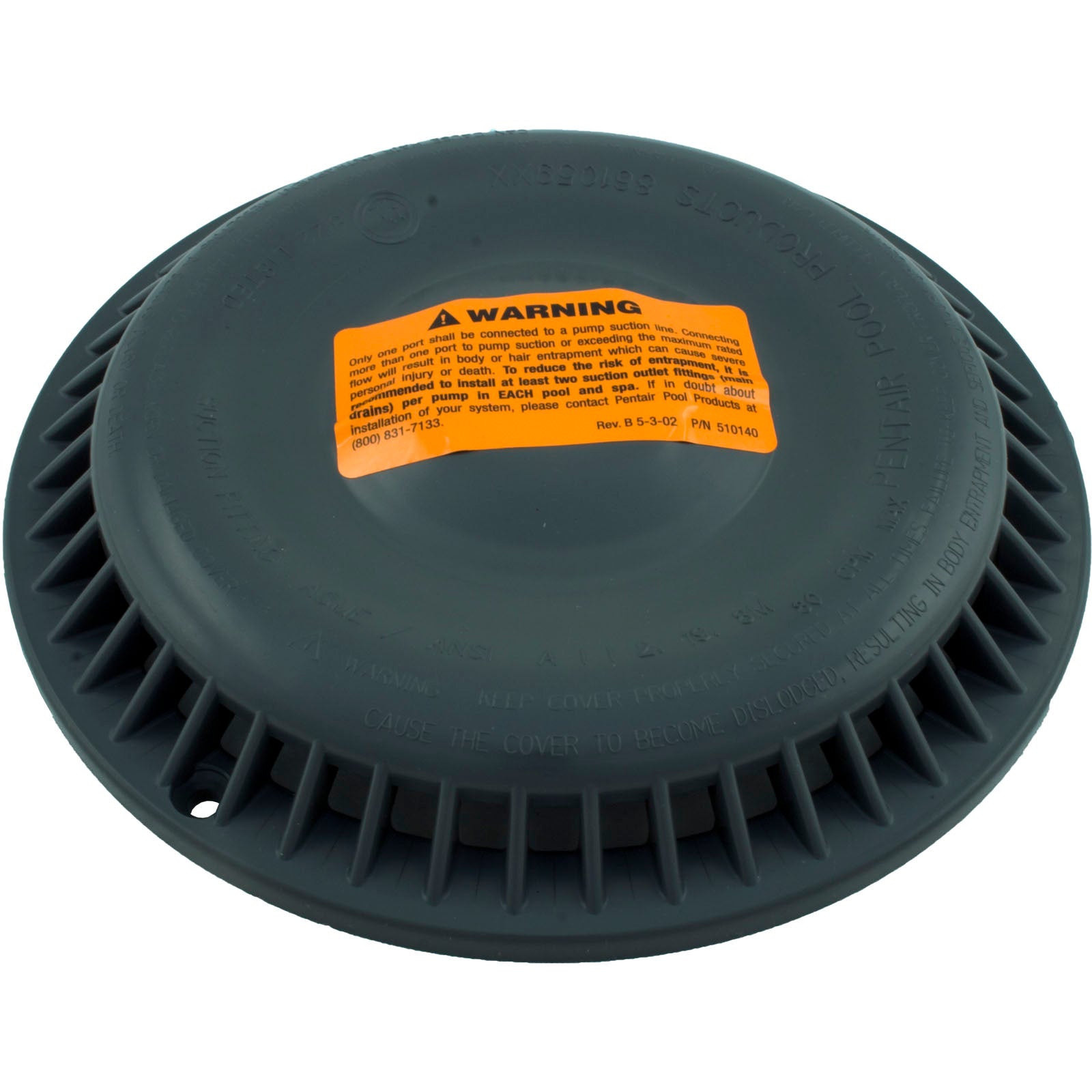 Cover, Pent Am Prod Deep, Anti Vortex, 8" Rnd,w/Screw,Dk Gry