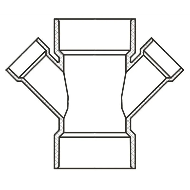 6" x 3" Sch 40 PVC Reducing Double Wye Soc 476-530F (Fabricated Fitting)