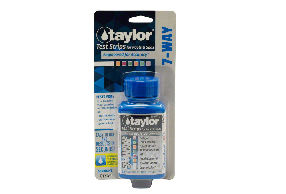 7-Way Test Strips for Free Chlorine, Total Chlorine/Bromine, pH, Alkalinity, Plus - 50 Strips