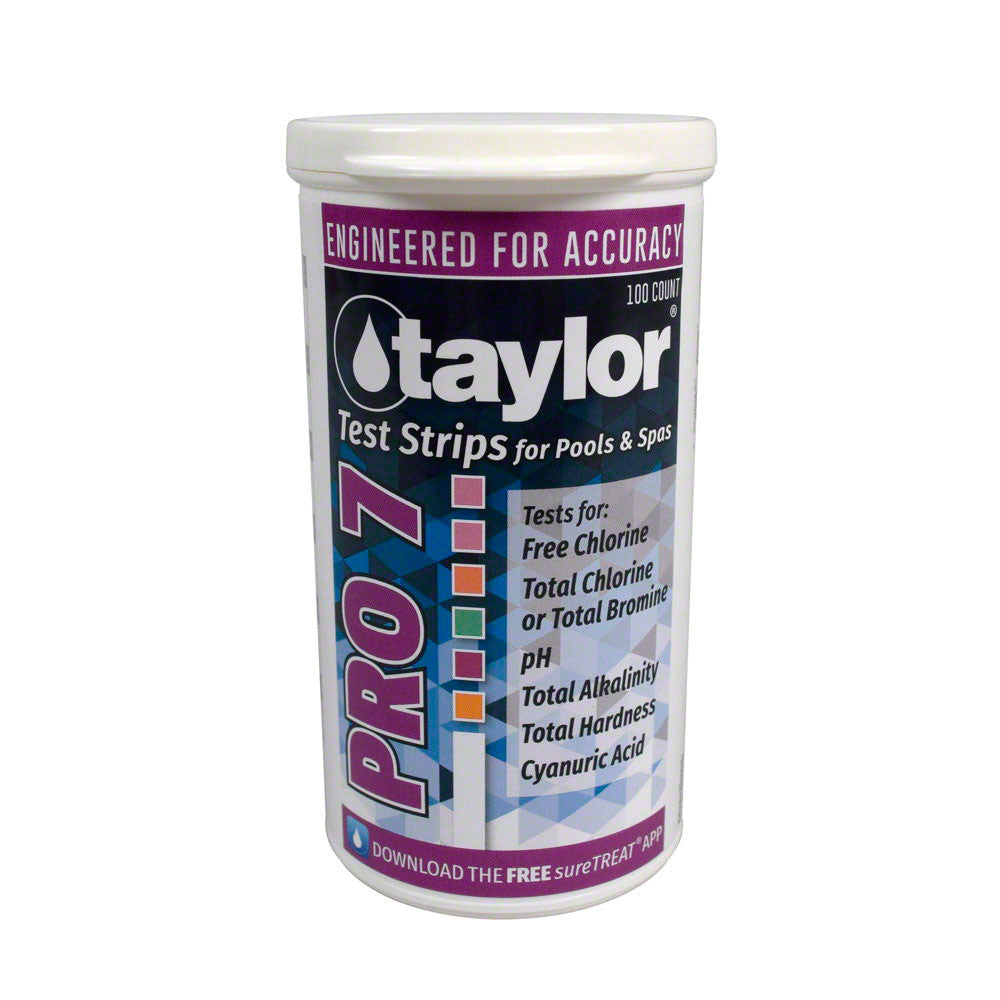 PRO 7 Test Strips for Free Chlorine, Total Chlorine/Bromine, pH, Plus - 100 Strips